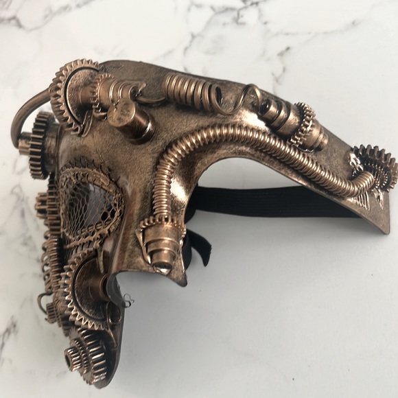 Vintage Steam Punk Cyborg Mask For Halloween Costume Party Gold NWT - Picture 6 of 6